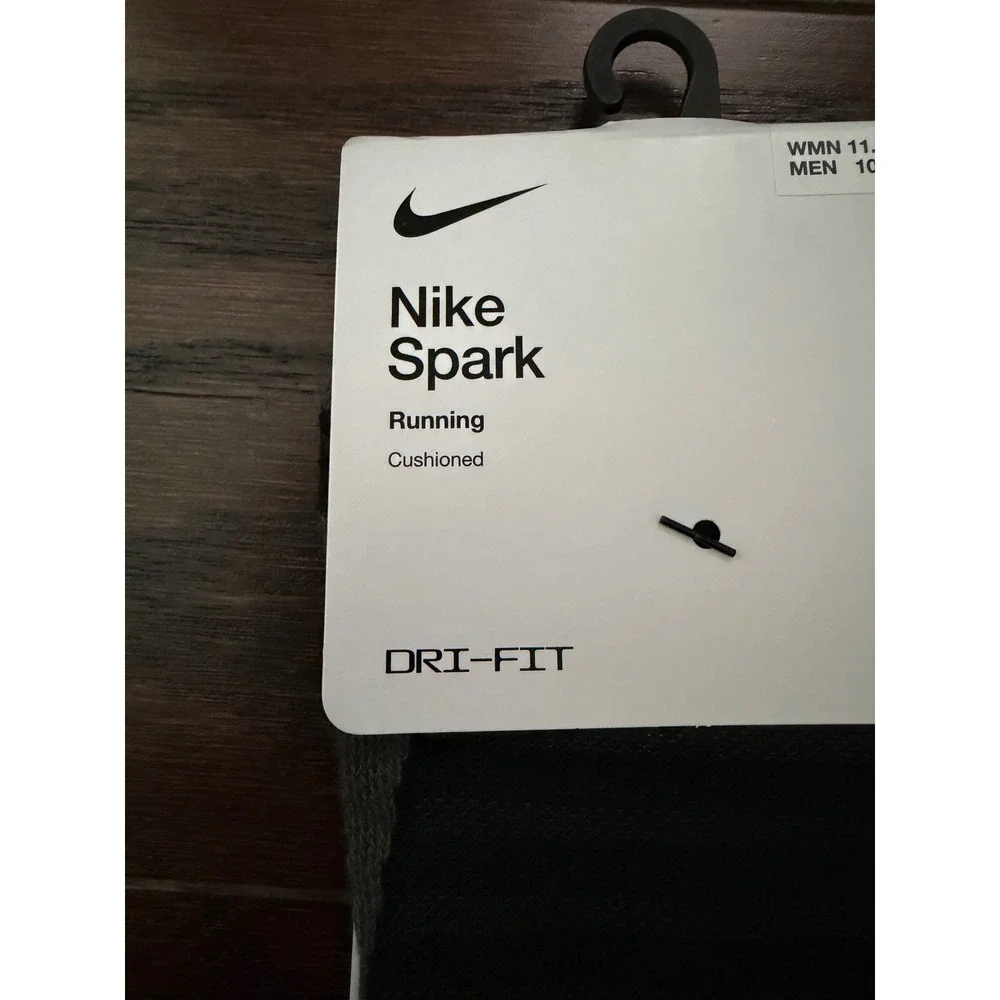 Nike Spark No Show Running Socks 2 Pair Lot Black CU7201-010 Mens 10-11.5